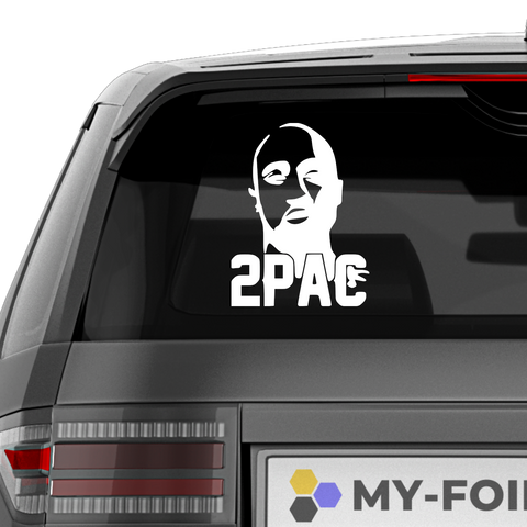 2Pac Gesicht Schriftzug Aufkleber - Beispielansicht