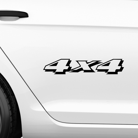 4x4 Schriftzug Kursiv mit Schatten Aufkleber - Beispielansicht