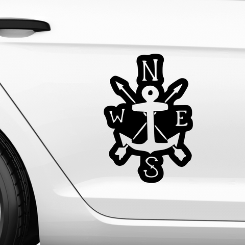 Anker mit Kompass Mitte Aufkleber - Beispielansicht