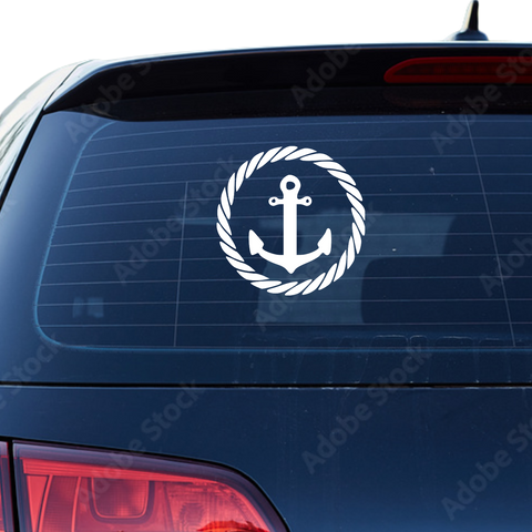 Anker mit Seil als Kreis Aufkleber - Beispielansicht