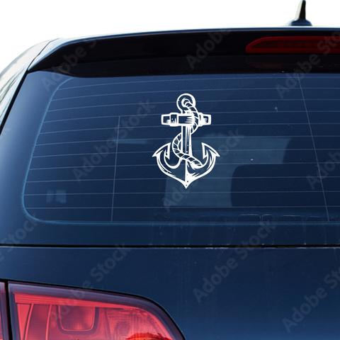 Anker mit Seil gezeichnet Aufkleber - Beispielansicht
