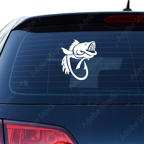 Barsch mit Haken Aufkleber - Beispielansicht