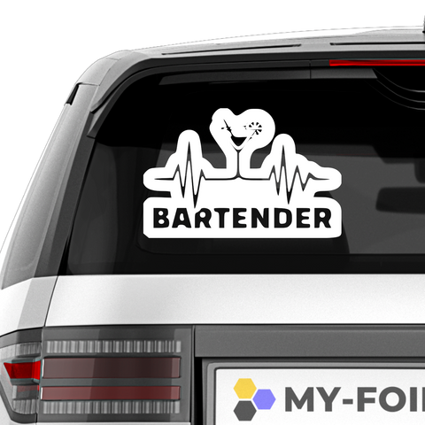 Bartender Cocktailglas Aufkleber - Beispielansicht