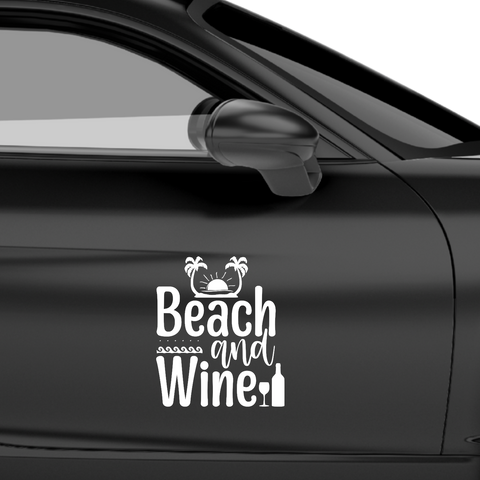 Beach and Wine Aufkleber - Beispielansicht