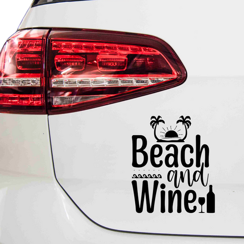 Beach and Wine Aufkleber - Beispielansicht