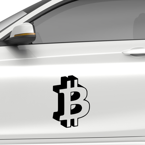 Bitcoin Emblem 3D Aufkleber - Beispielansicht