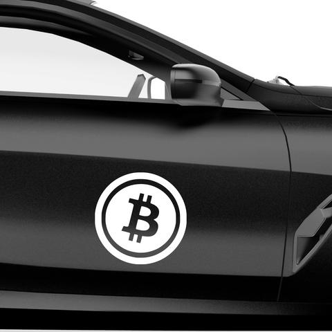 Bitcoin Logo gedreht Aufkleber - Beispielansicht
