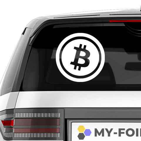 Bitcoin Logo gedreht Aufkleber - Beispielansicht