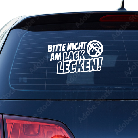 Bitte nicht am Lack lecken Aufkleber - Beispielansicht