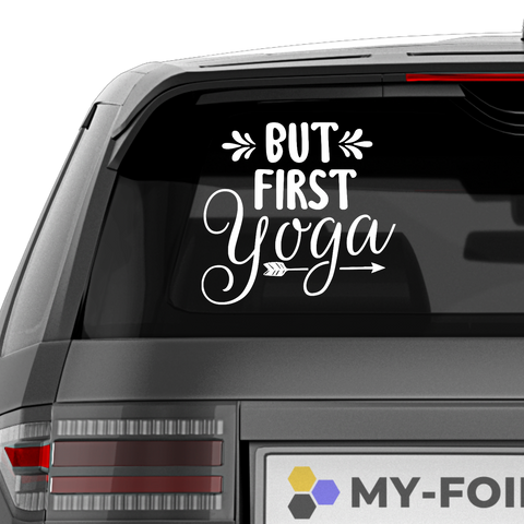 But First YOGA Aufkleber - Beispielansicht
