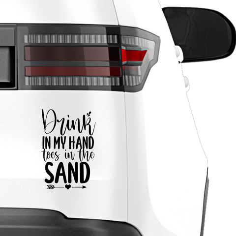 Drink in my Hand toes in the Sand Aufkleber - Beispielansicht