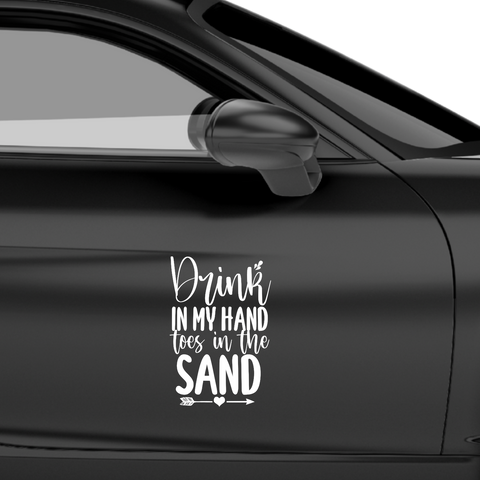 Drink in my Hand toes in the Sand Aufkleber - Beispielansicht