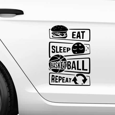 Eat Sleep Basketball Repeat Aufkleber - Beispielansicht