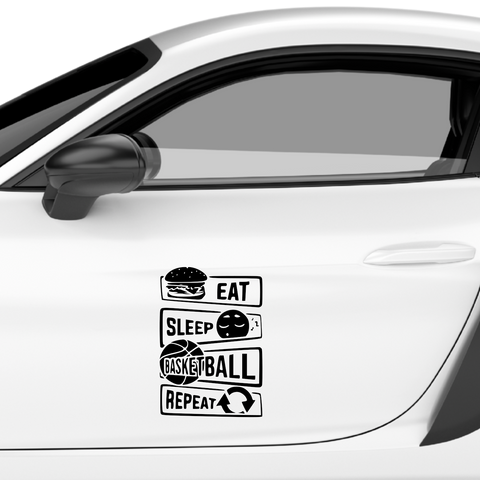 Eat Sleep Basketball Repeat Aufkleber - Beispielansicht