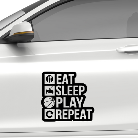 Eat Sleep play repeat Aufkleber - Beispielansicht