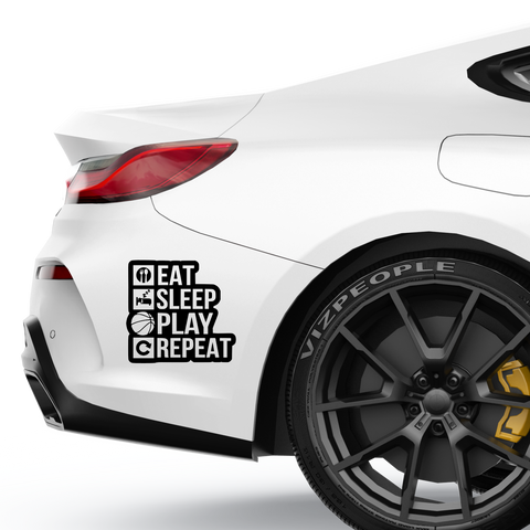 Eat Sleep play repeat Aufkleber - Beispielansicht