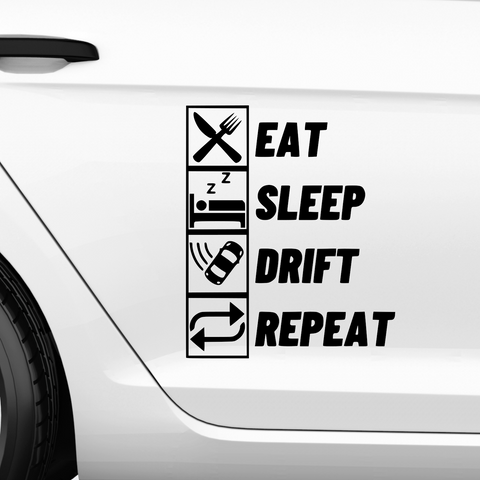 Eat sleep drift repeat Aufkleber - Beispielansicht