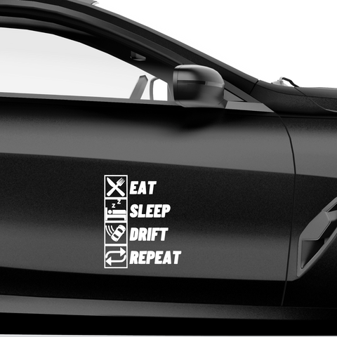 Eat sleep drift repeat Aufkleber - Beispielansicht