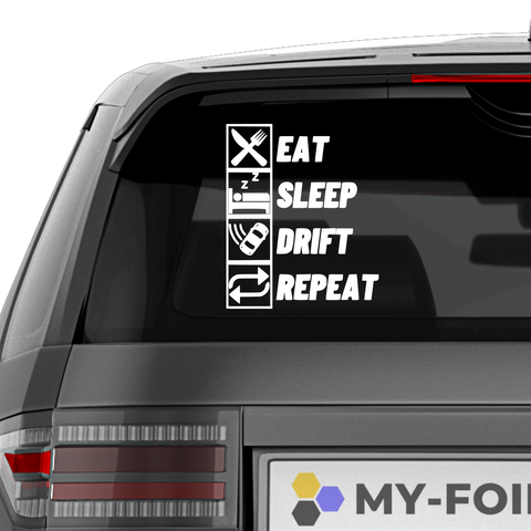 Eat sleep drift repeat Aufkleber - Beispielansicht