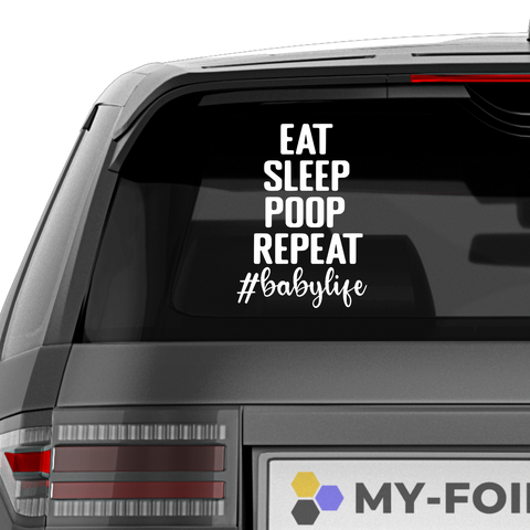 Eat sleep poop repeat Aufkleber - Beispielansicht