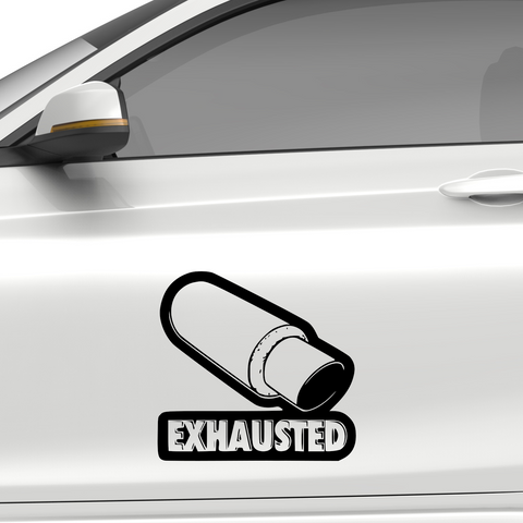 Exhausted Aufkleber - Beispielansicht