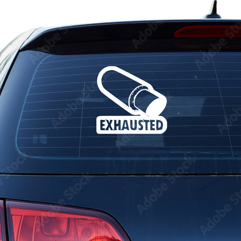 Exhausted Aufkleber - Beispielansicht