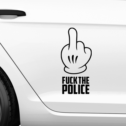 Fck the Police Mittelfinger Aufkleber 2 - Beispielansicht
