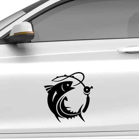 Fisch mit Rute Aufkleber - Beispielansicht