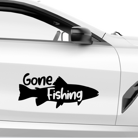 Gone Fishing Aufkleber - Beispielansicht