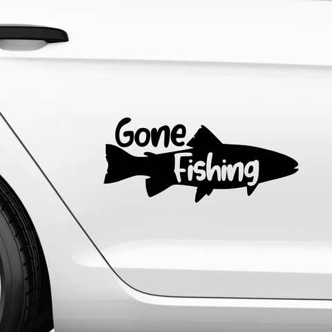 Gone Fishing Aufkleber - Beispielansicht