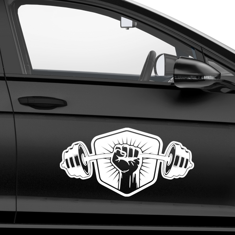 Hand mit Hantel Aufkleber - Beispielansicht