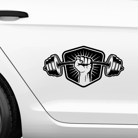 Hand mit Hantel Aufkleber - Beispielansicht