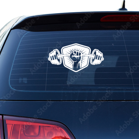 Hand mit Hantel Aufkleber - Beispielansicht
