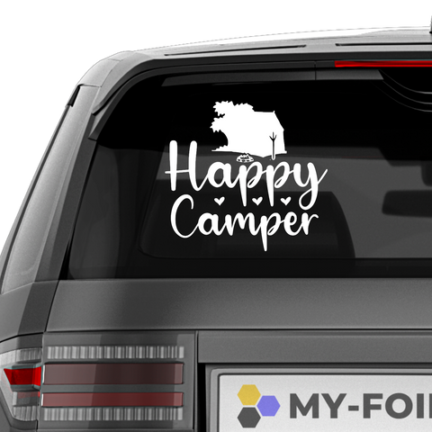 Happy Camper Aufkleber - Beispielansicht