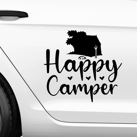 Happy Camper Aufkleber - Beispielansicht
