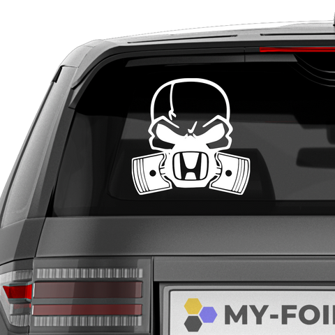 Honda Totenkopf Kolben Aufkleber - Beispielansicht