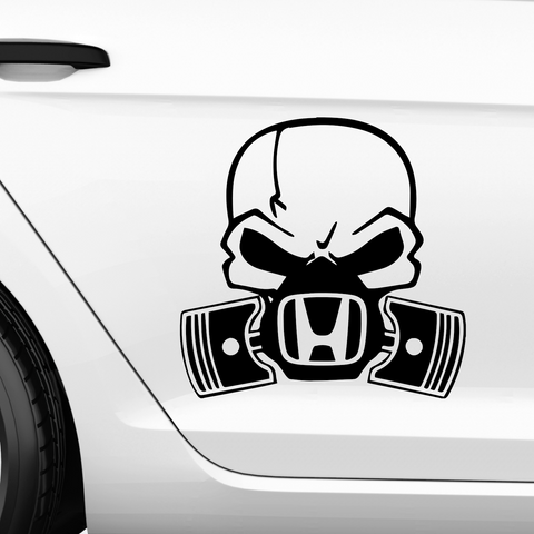 Honda Totenkopf Kolben Aufkleber - Beispielansicht