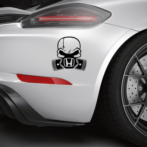 Honda Totenkopf Kolben Aufkleber - Beispielansicht