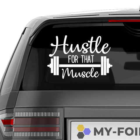 Hustel for that Muskel Aufkleber - Beispielansicht