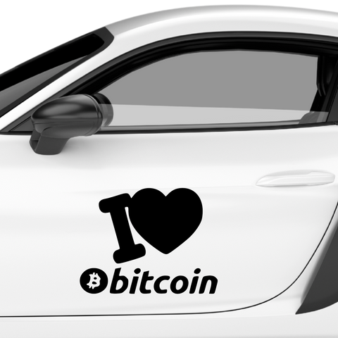 I Love Bitcoin Aufkleber - Beispielansicht