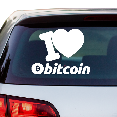 I Love Bitcoin Aufkleber - Beispielansicht
