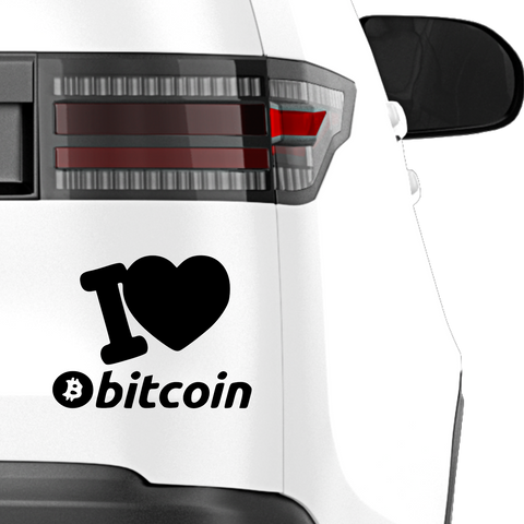 I Love Bitcoin Aufkleber - Beispielansicht
