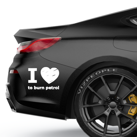 I Love Burn Petrol Aufkleber - Beispielansicht
