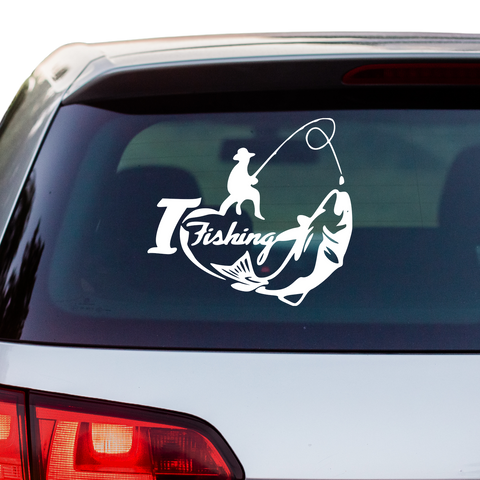 I Love Fishing Aufkleber - Beispielansicht