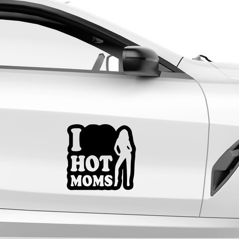I Love Hot Moms Emblem Aufkleber - Beispielansicht