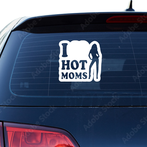 I Love Hot Moms Emblem Aufkleber - Beispielansicht