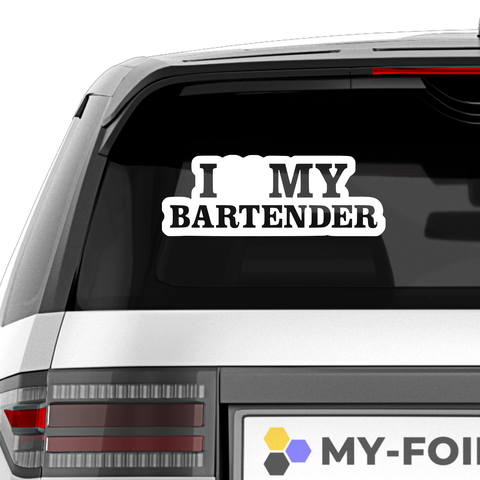 I Love My Bartender Aufkleber - Beispielansicht