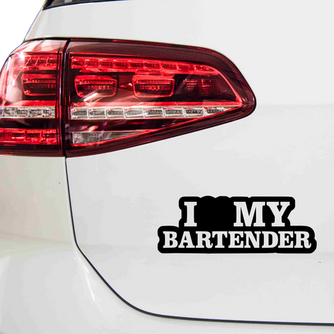 I Love My Bartender Aufkleber - Beispielansicht