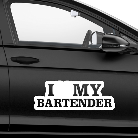 I Love My Bartender Aufkleber - Beispielansicht