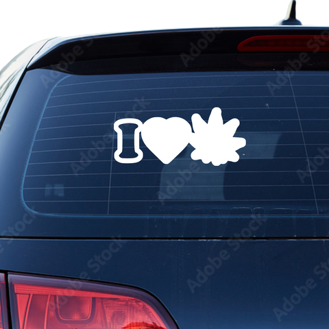 I Love Weed Aufkleber - Beispielansicht